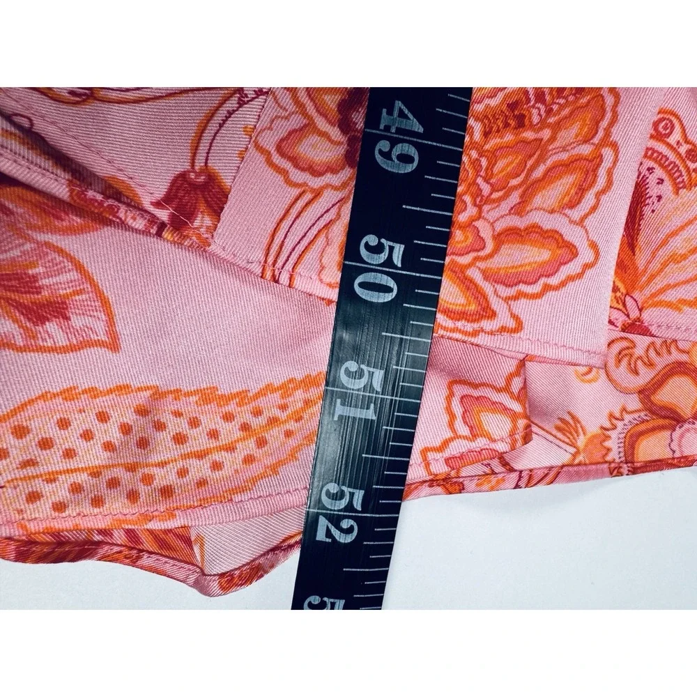 5a7 Cinq a Sept Kay Midi Dress Size 2 Pink Orange Floral Ruffle Faux Wrap Party